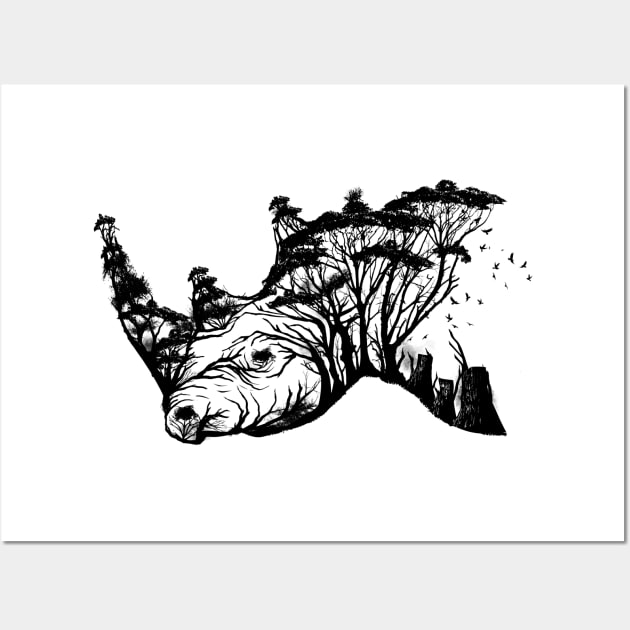 Wild Rhino Wall Art by DANDINGEROZZ